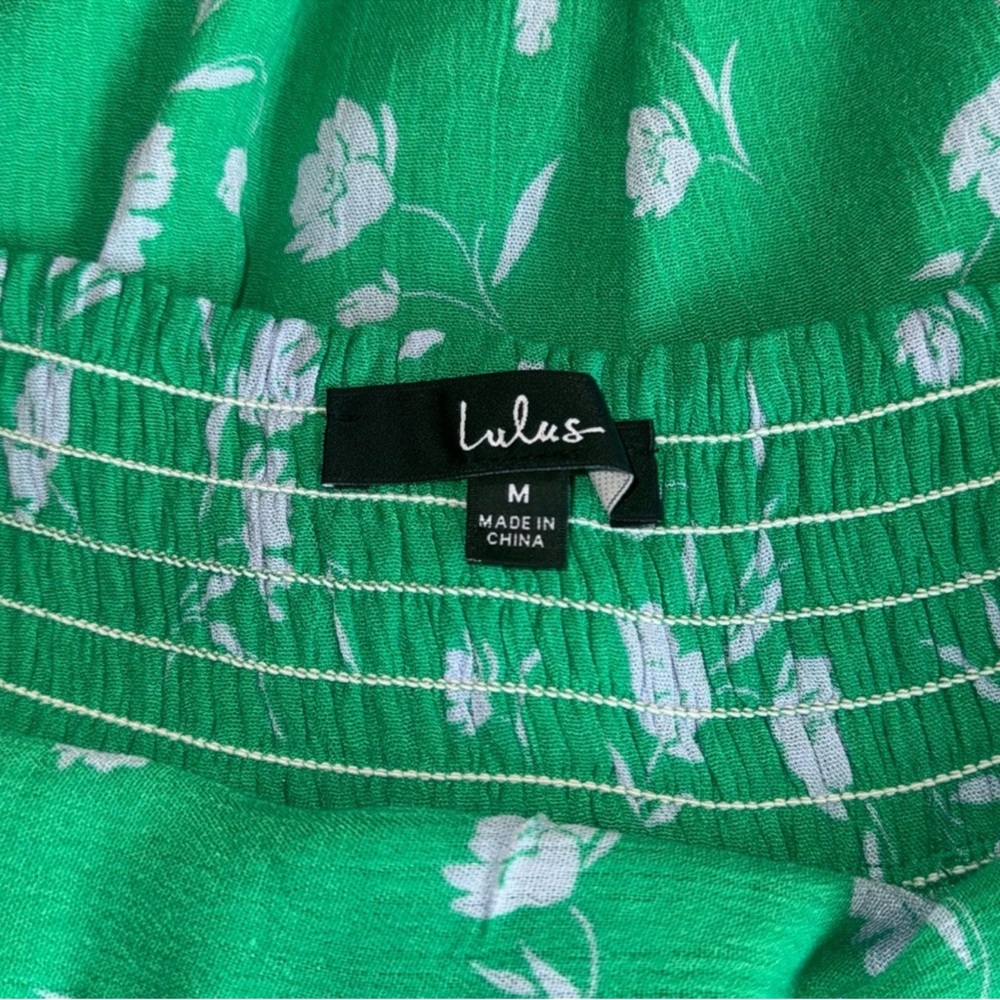 Lulu’s Bright Skies Green Floral Print Halter Mini Dress - Picture 10 of 10